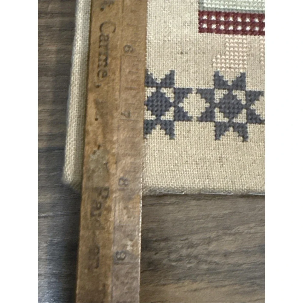 Vintage Primitive Finished Cross Stitch Patriotic Theme 11.5